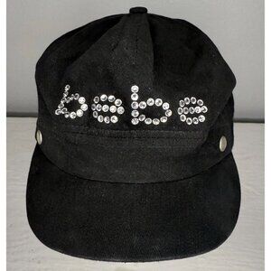 💎 Y2K bebe Black Rhinestone Logo Cadet Hat